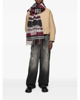 Acne Studios チェック柄ロゴスカーフ - サムネイル4