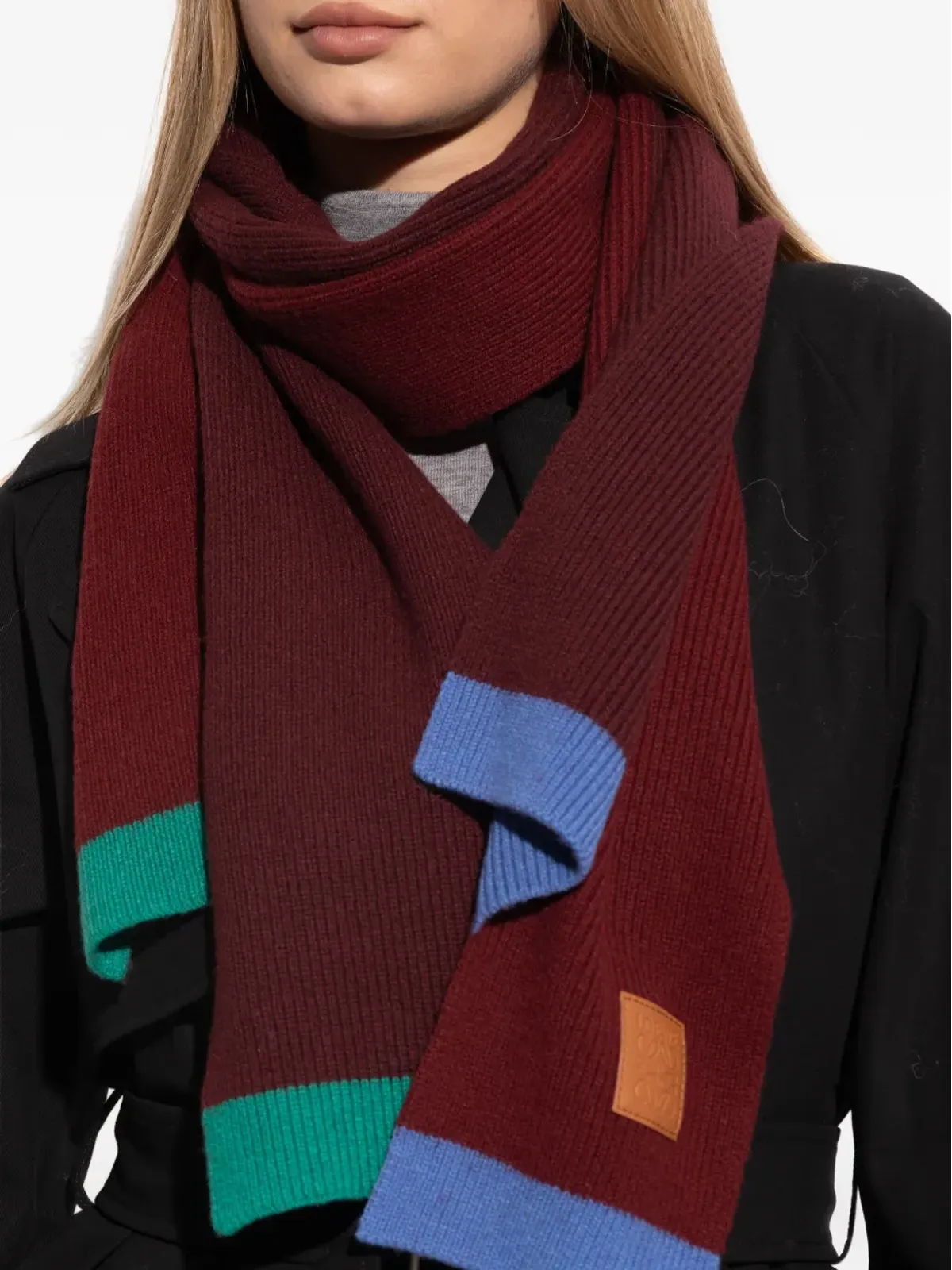 LOEWE リブ編みアシンメトリースカーフ - 画像4