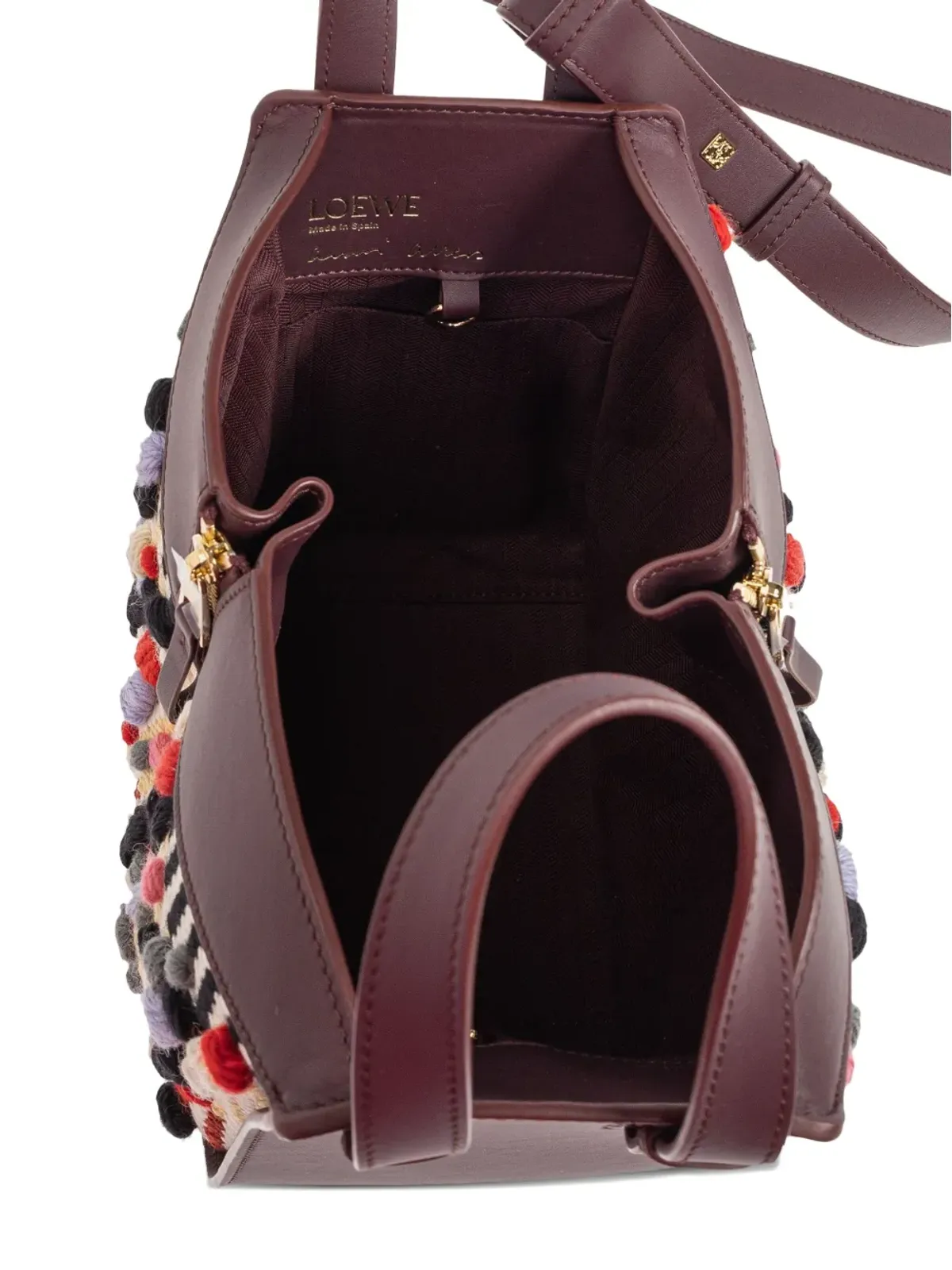 LOEWE ハンモック ポンポン レザー トートバッグ - 画像4
