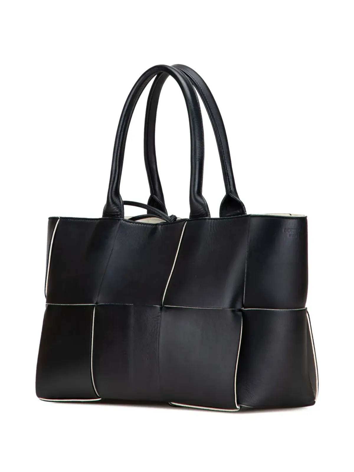 Bottega Veneta ビンテージ ナパレザー マキシ インテレッチャト アルコ トートバッグ - ブラック - 画像3