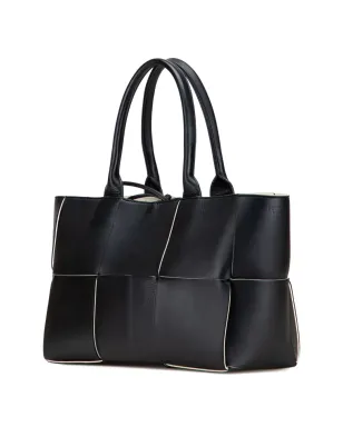 Bottega Veneta ビンテージ ナパレザー マキシ インテレッチャト アルコ トートバッグ - ブラック - サムネイル3