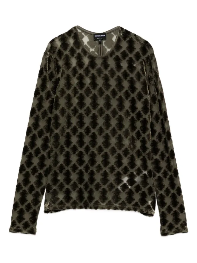 Giorgio Armani Giorgio Armani geometric-pattern velvet t-shirtの商品画像