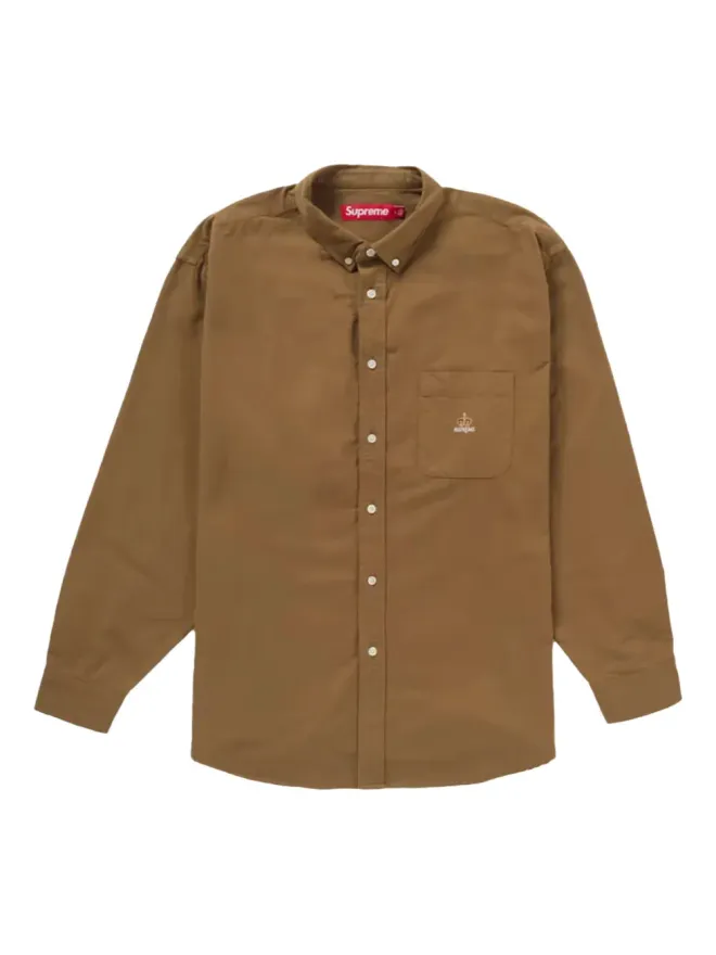 Supreme Supreme ロゴ刺繍フランネルシャツ ブラウンの商品画像