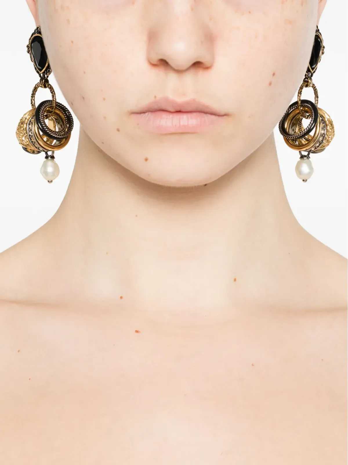 Chloé ブラック ドロップ・マルチリングス イヤリング - 画像2