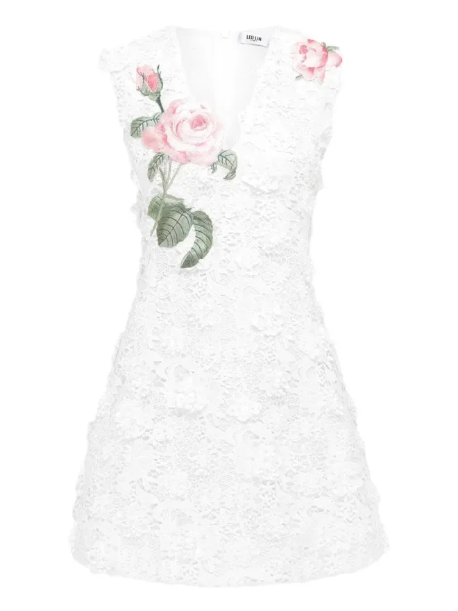 Leo Lin Leo Lin ブリアナ ローズ刺繍レースドレス - ホワイトの商品画像