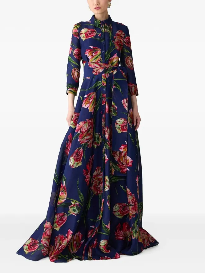 Carolina Herrera Carolina Herrera チューリッププリント シャツマキシドレスの商品画像