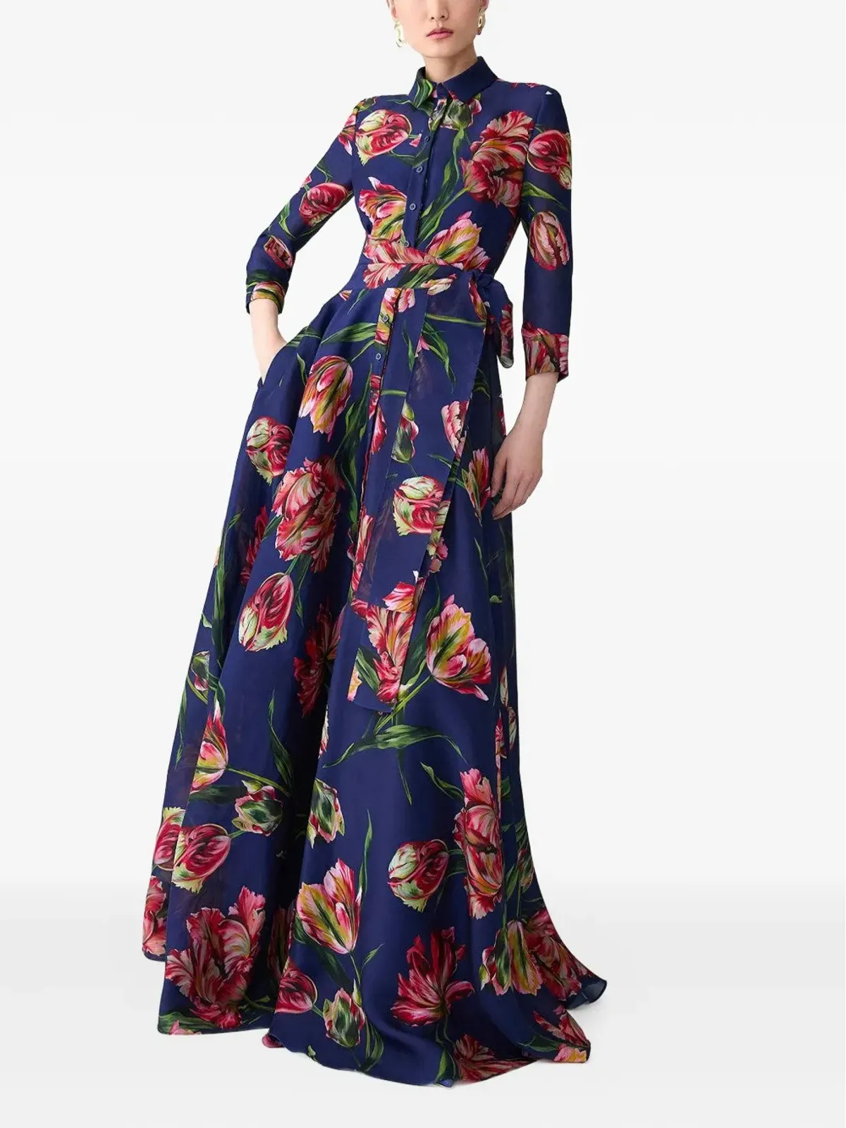 Carolina Herrera チューリッププリント シャツマキシドレス - 画像2