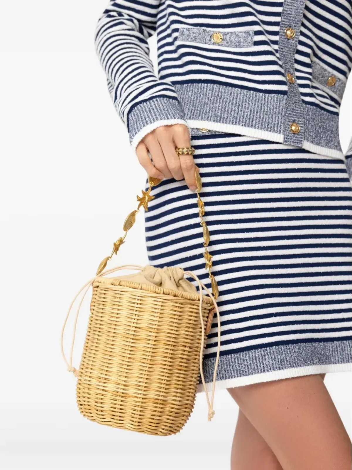 Poolside Island shell-embellished bucket bag - Neutrals - 画像2