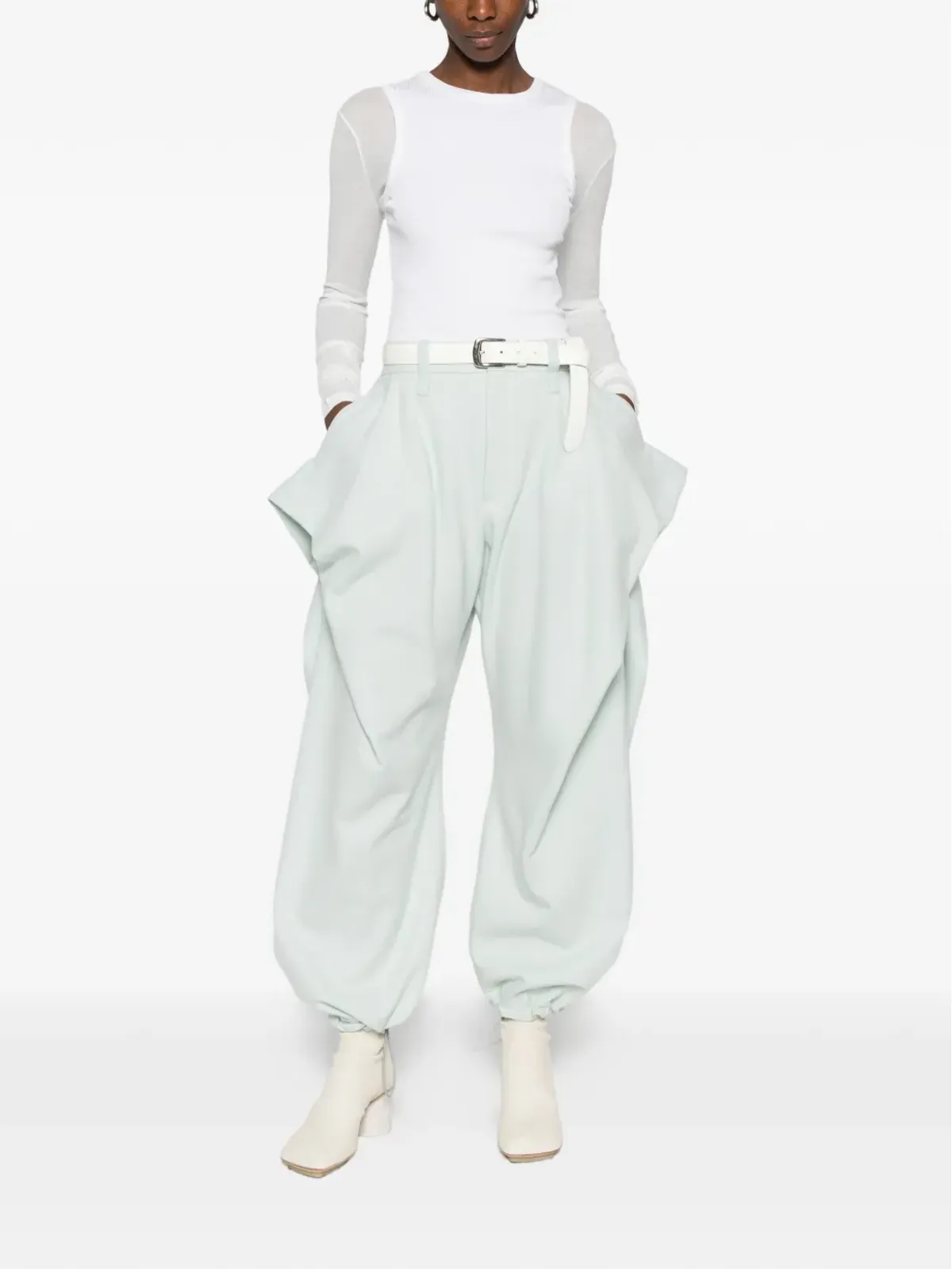 Issey Miyake ドレープディテール ツイードウールパンツ - 画像2