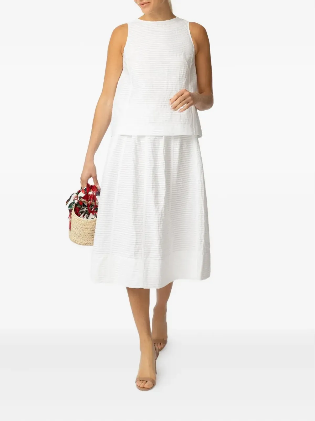 Odeeh striped sleeveless top - White - 画像2