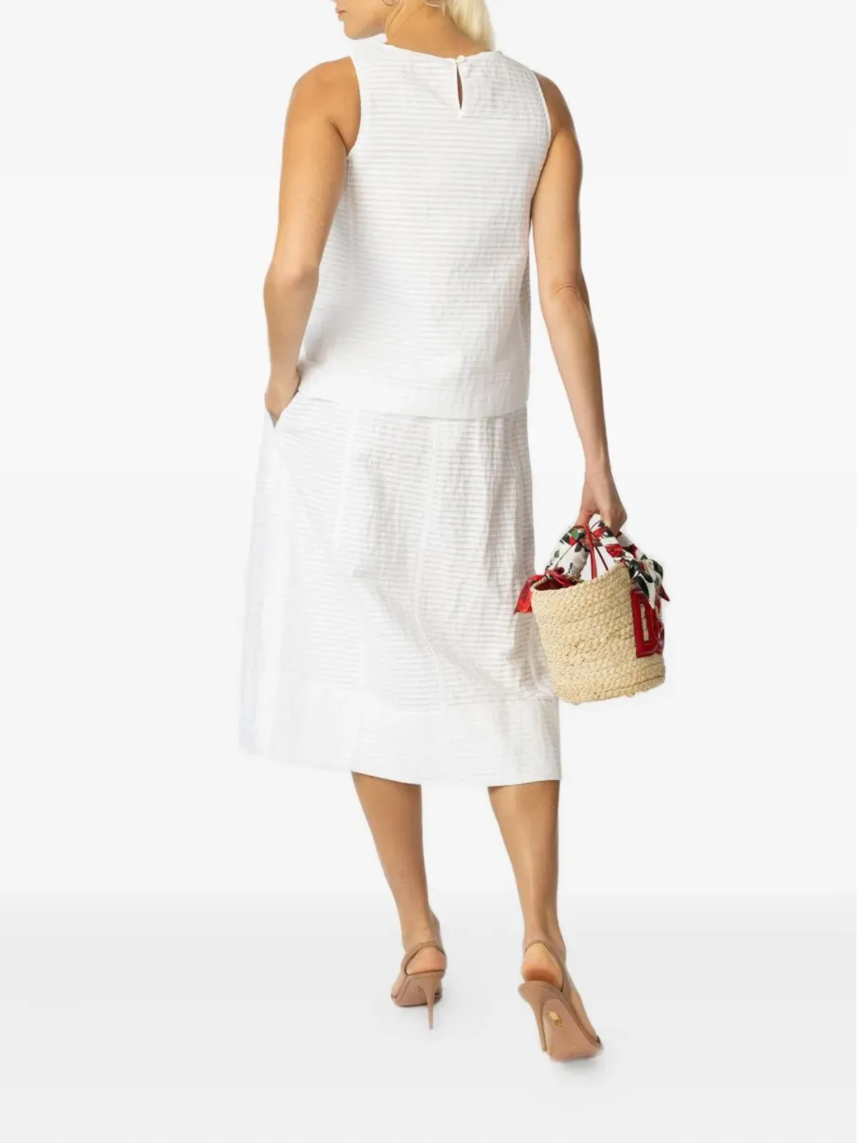 Odeeh striped sleeveless top - White - 画像3