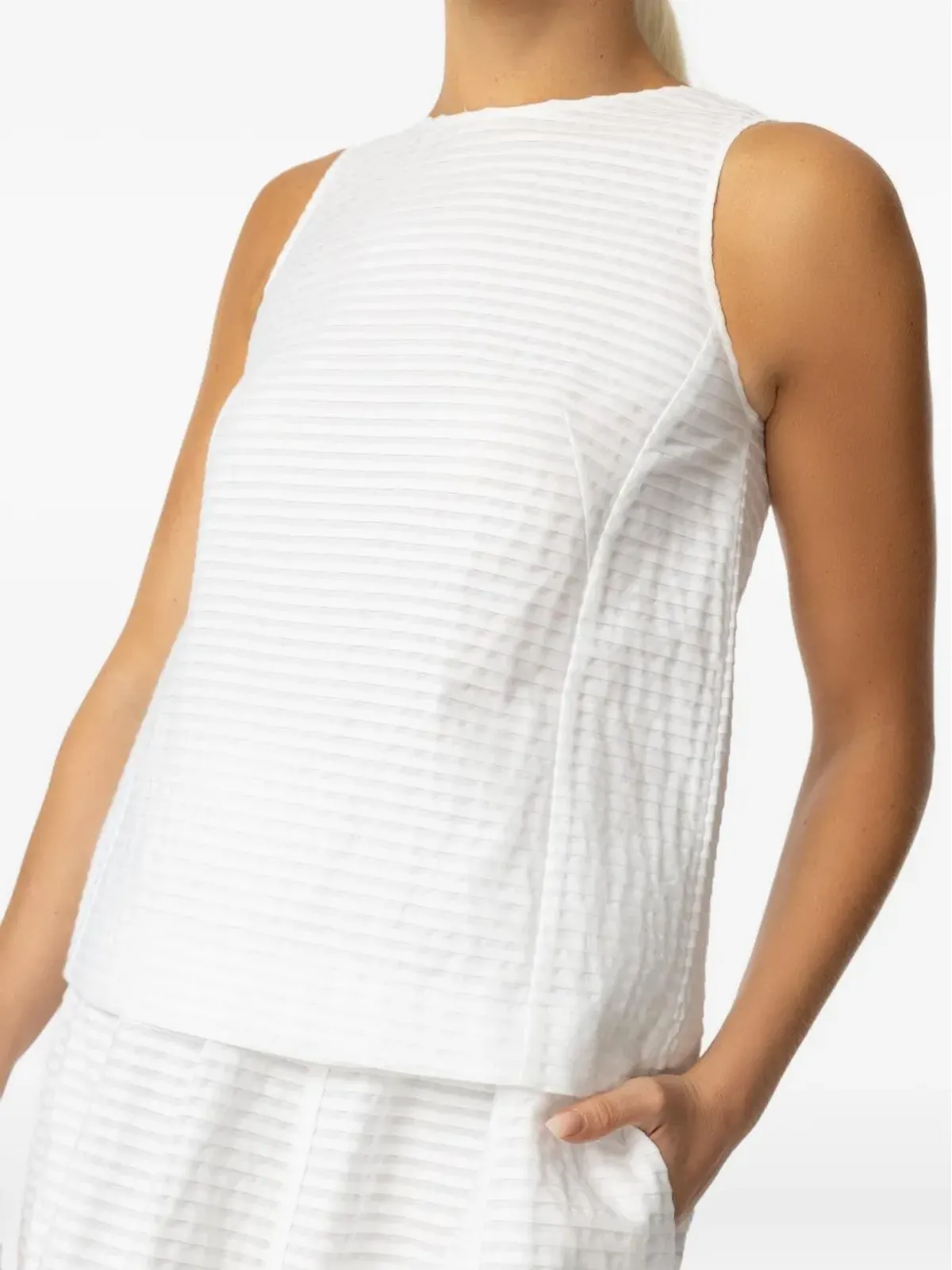 Odeeh striped sleeveless top - White - 画像4