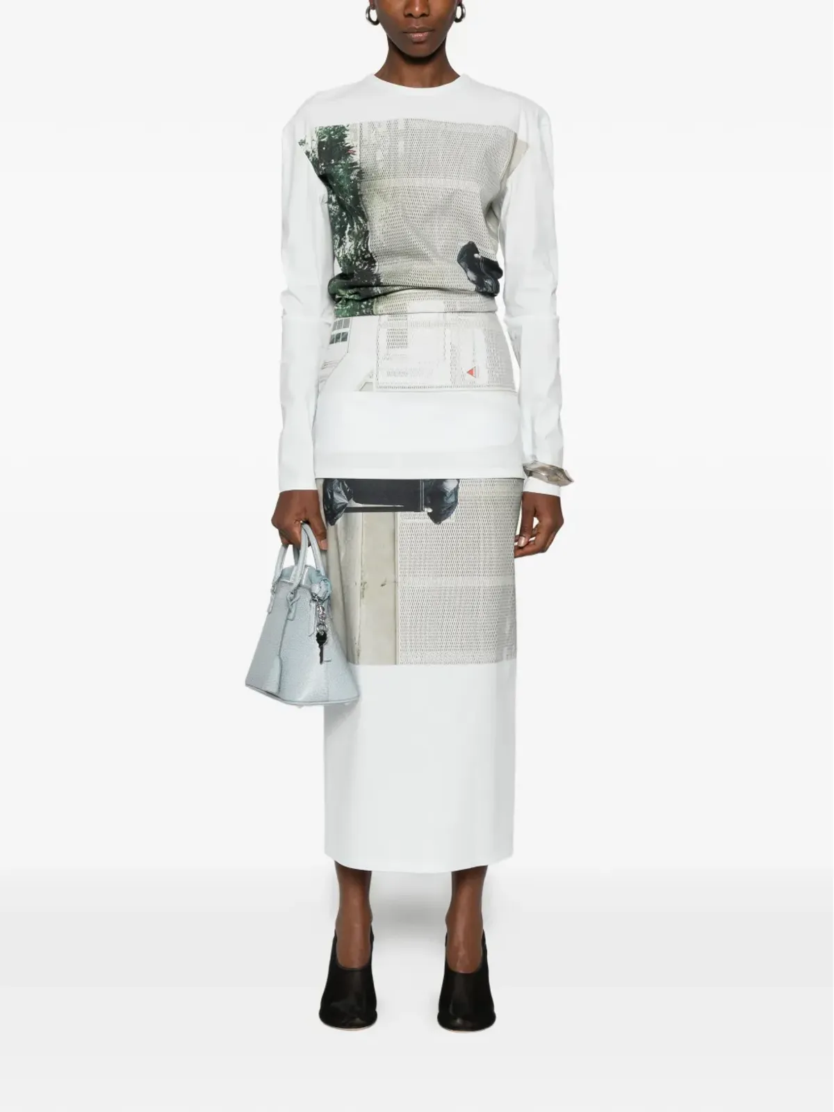 Issey Miyake グラフィックプリント・ストリートビュー・ペンシルスカート - 画像2