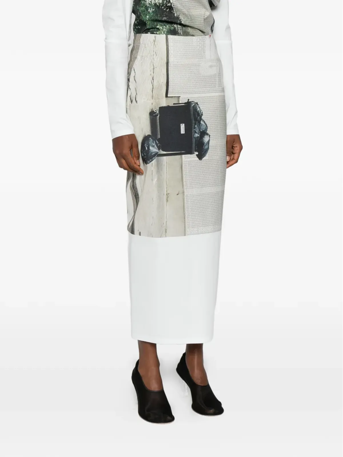 Issey Miyake グラフィックプリント・ストリートビュー・ペンシルスカート - 画像3