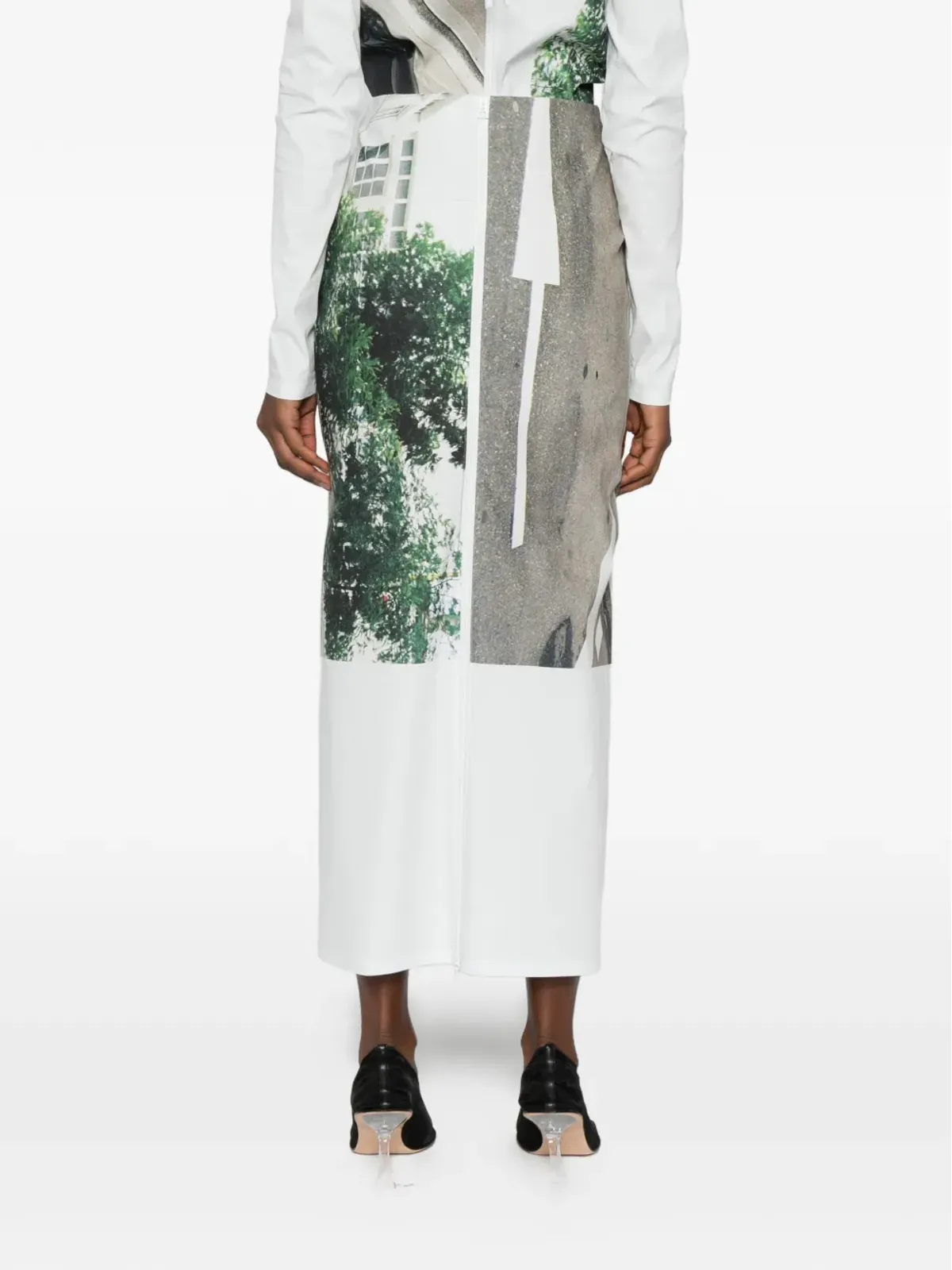Issey Miyake グラフィックプリント・ストリートビュー・ペンシルスカート - 画像4