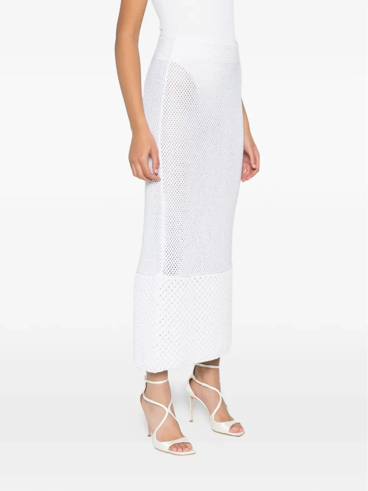 Brandon Maxwell ネットステッチ パールトリム スカート - 画像3