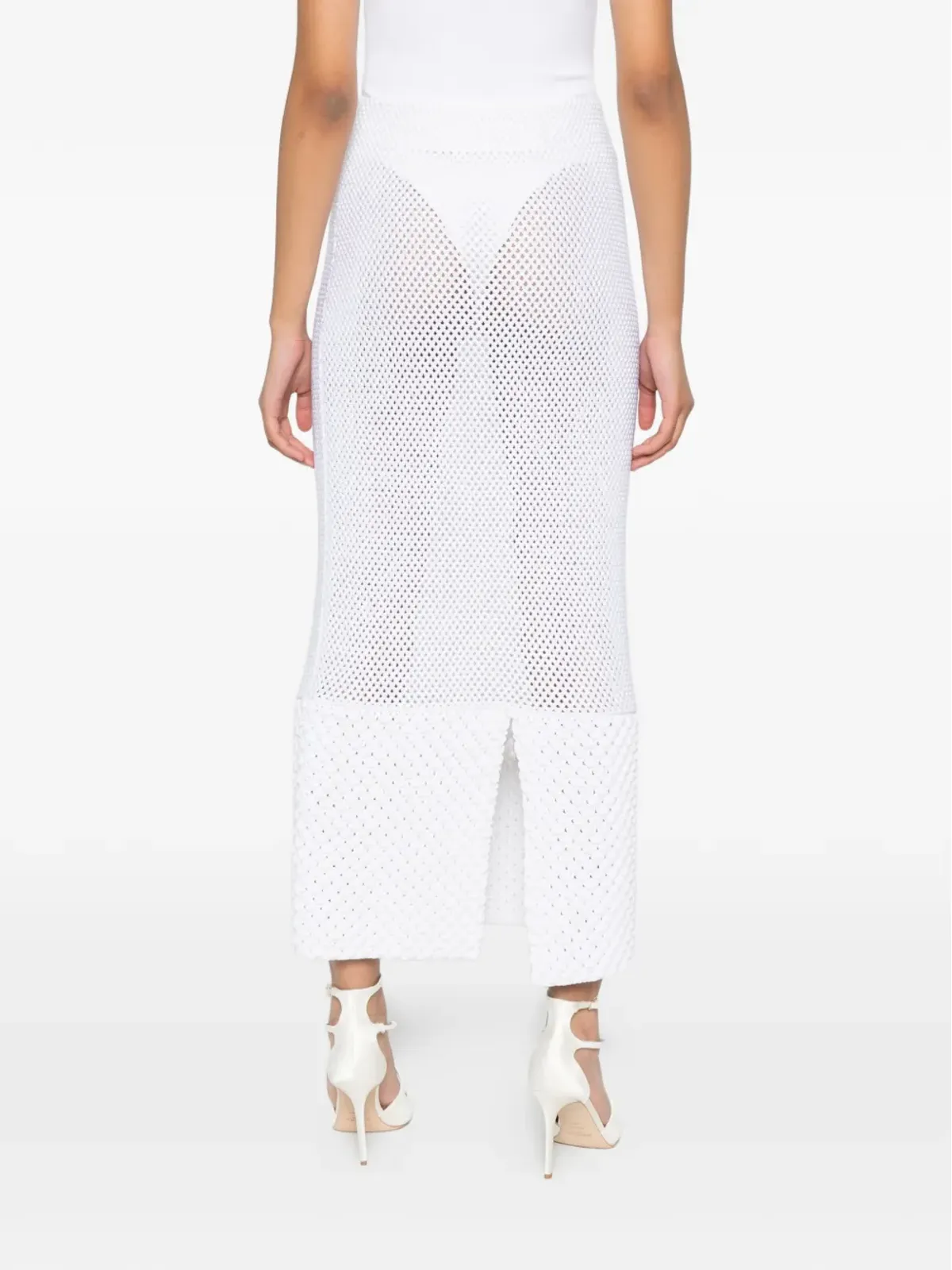 Brandon Maxwell ネットステッチ パールトリム スカート - 画像4