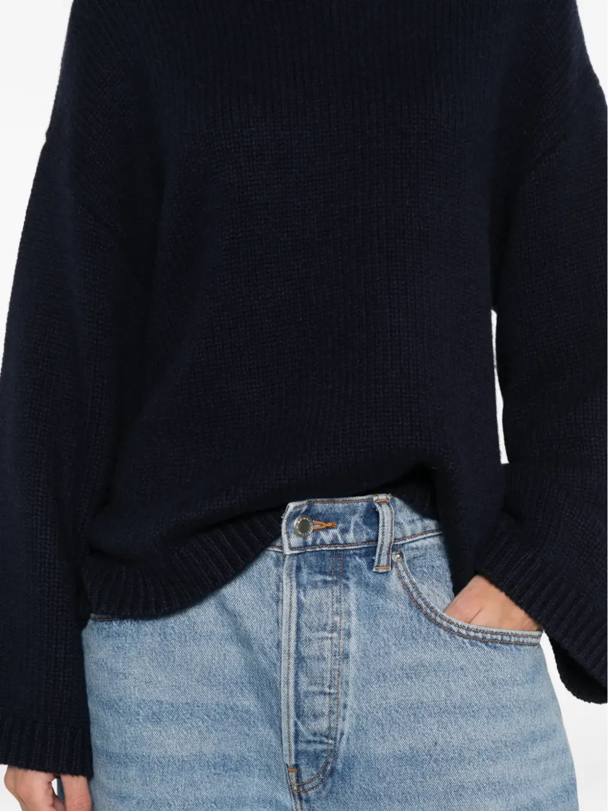 Soft Goat カシミヤ混紡 クルーネック セーター - 画像5