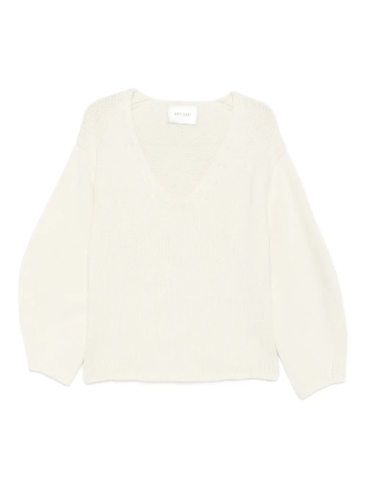 Soft Goat PUFF SLEEVE V-NECK KNIT - 画像1