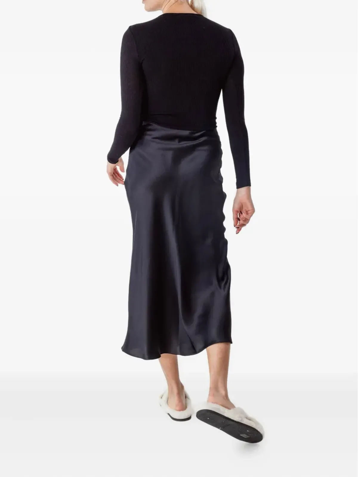 SABLYN Miranda bias-cut midi skirt - Black - 画像4