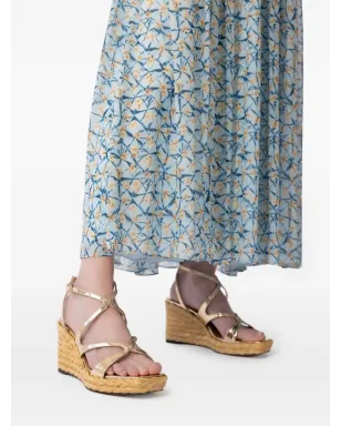 Jimmy Choo Ayla メタリック クロスストラップ ウェッジサンダル ゴールド - サムネイル2