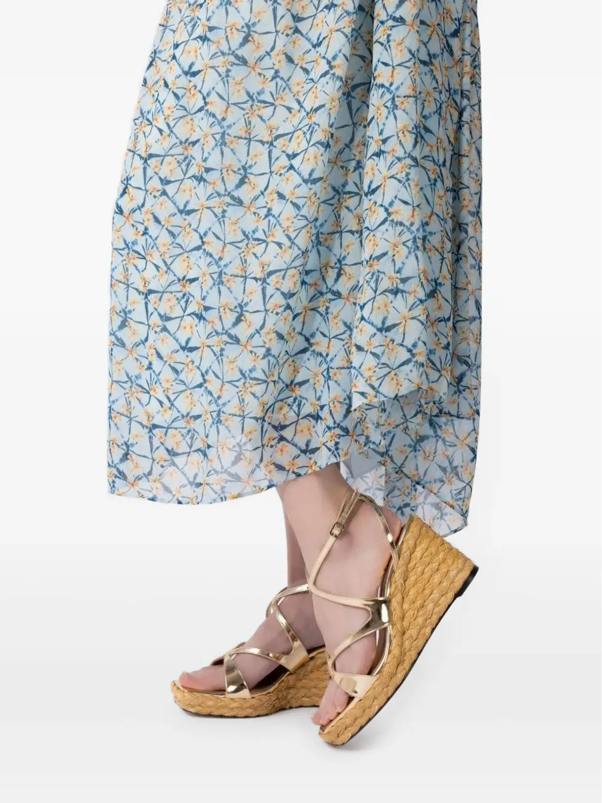 Jimmy Choo Ayla メタリック クロスストラップ ウェッジサンダル ゴールド - 画像3