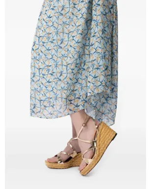 Jimmy Choo Ayla メタリック クロスストラップ ウェッジサンダル ゴールド - サムネイル3