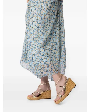Jimmy Choo Ayla メタリック クロスストラップ ウェッジサンダル ゴールド - サムネイル4