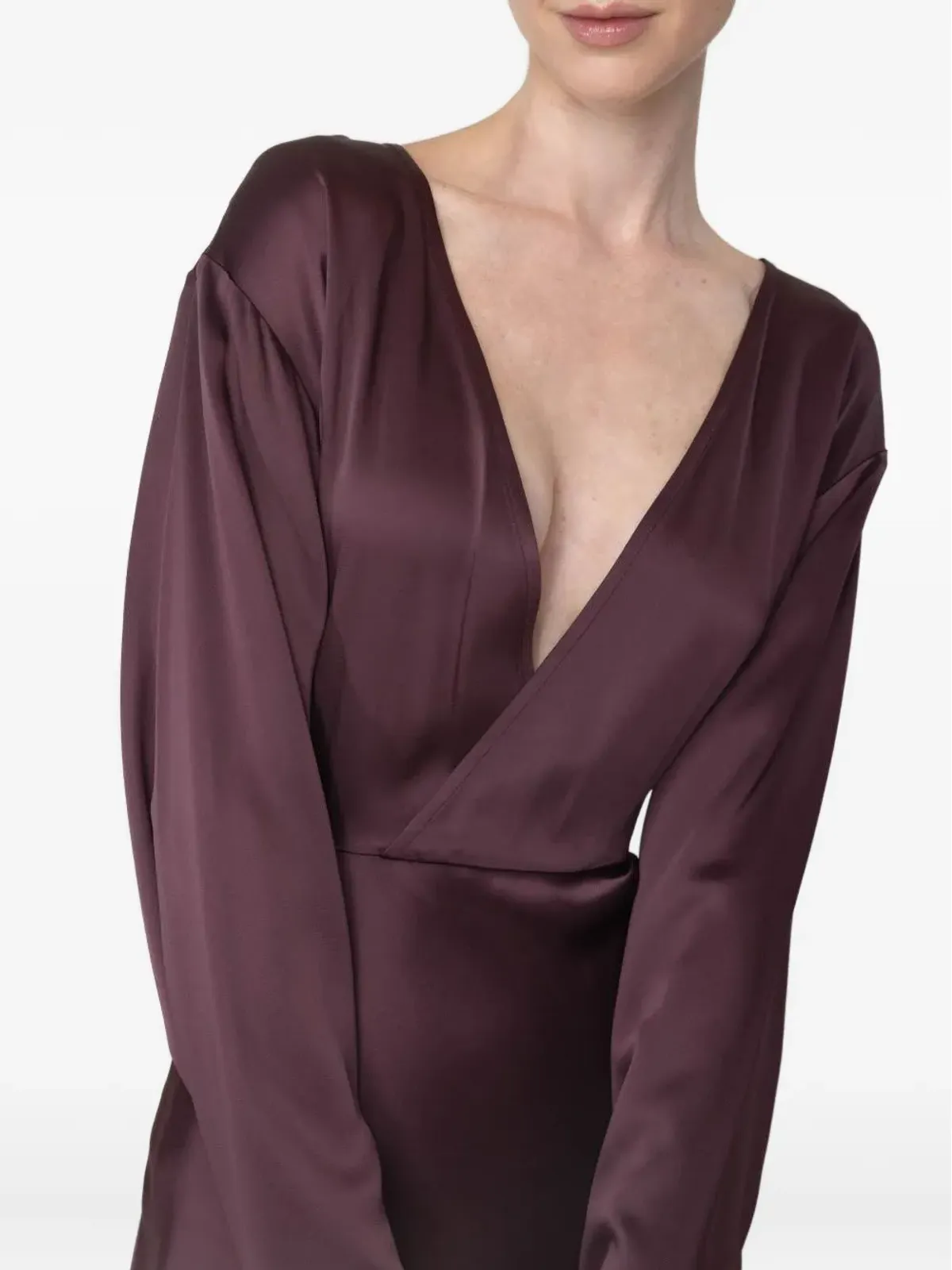 LAPOINTE v-neck side-slit dress - 946 Mulberry - 画像4