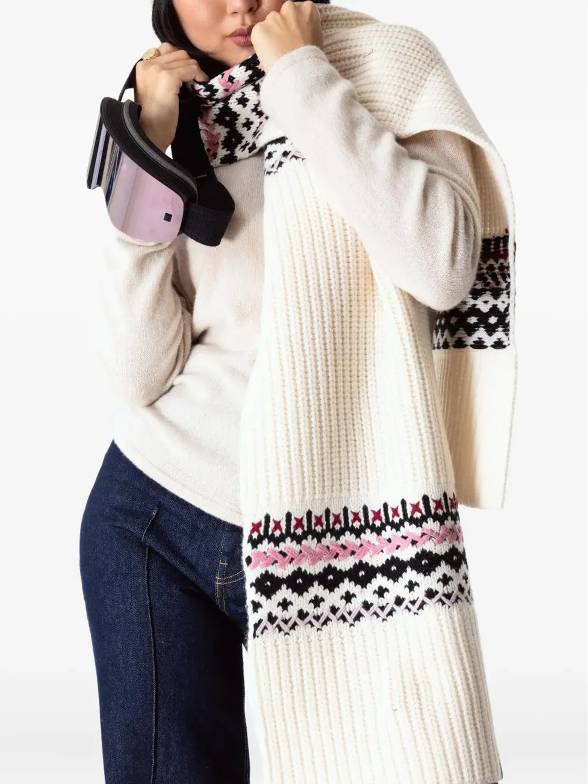 rag & bone レイ フェアアイルリブ編みスカーフ - Neutrals - 画像5