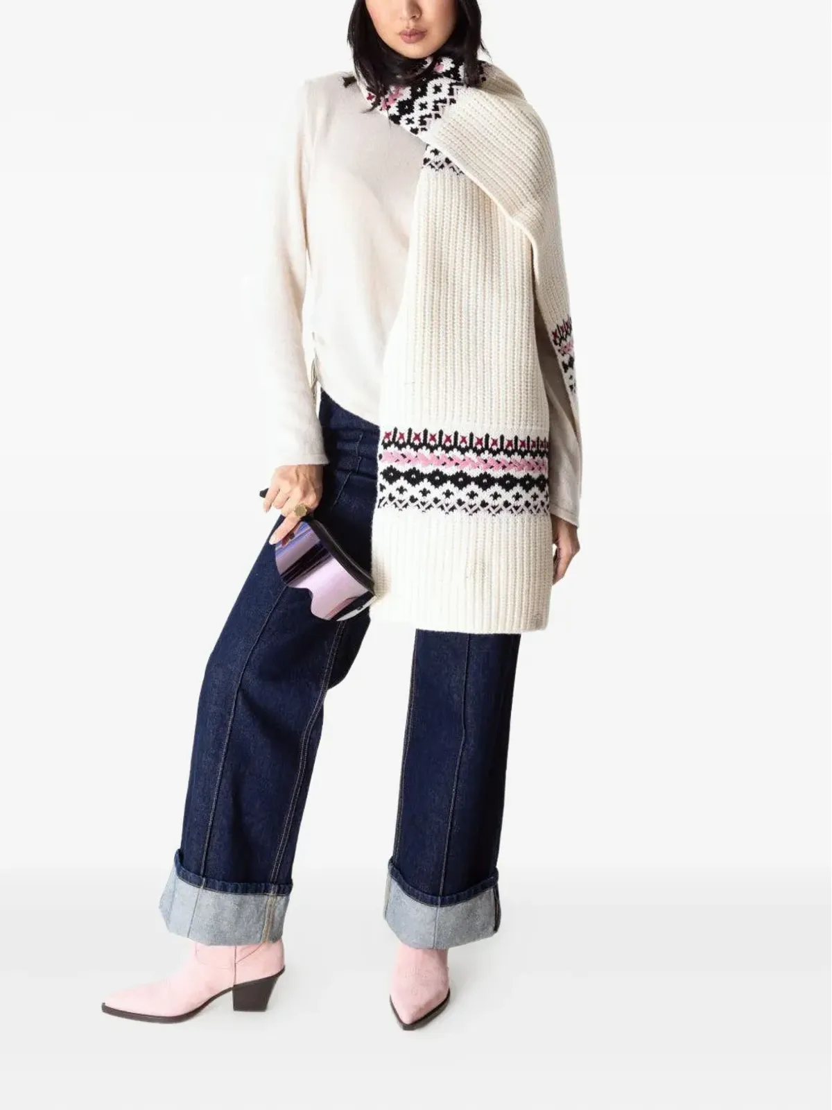 rag & bone レイ フェアアイルリブ編みスカーフ - Neutrals - 画像3