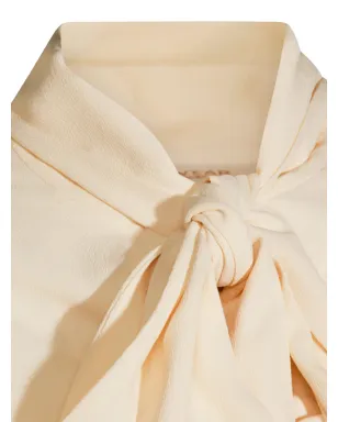 Glanshirt pussy-bow long-sleeve blouse - サムネイル4