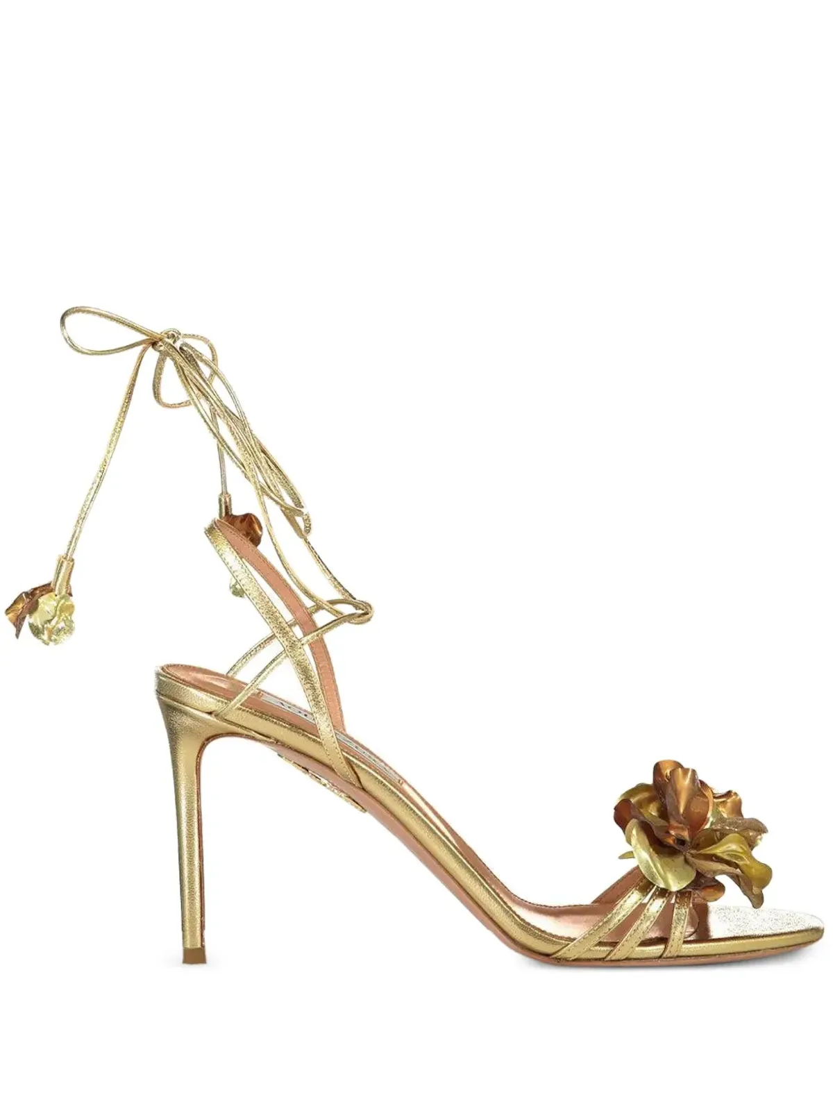 Aquazzura 夏の花モチーフ レースアップサンダル - 画像1