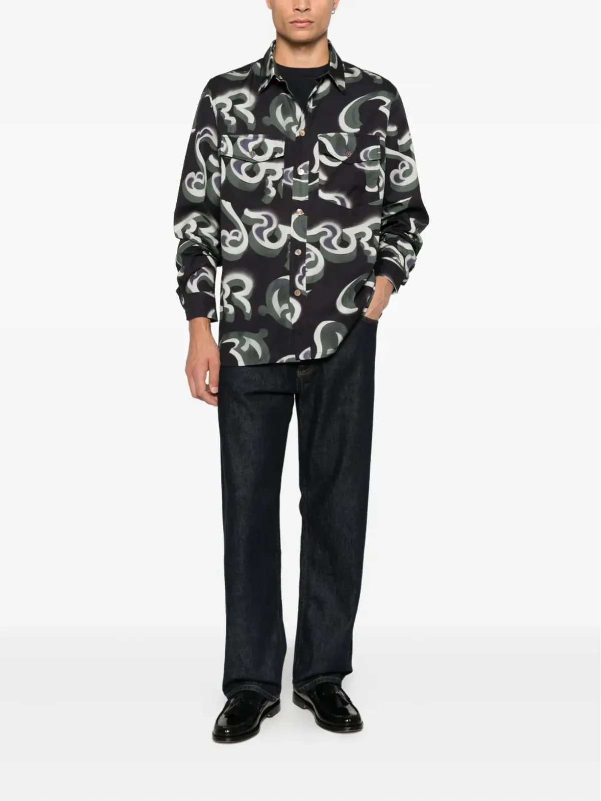 PS Paul Smith アブストラクトプリント長袖シャツ - 画像2