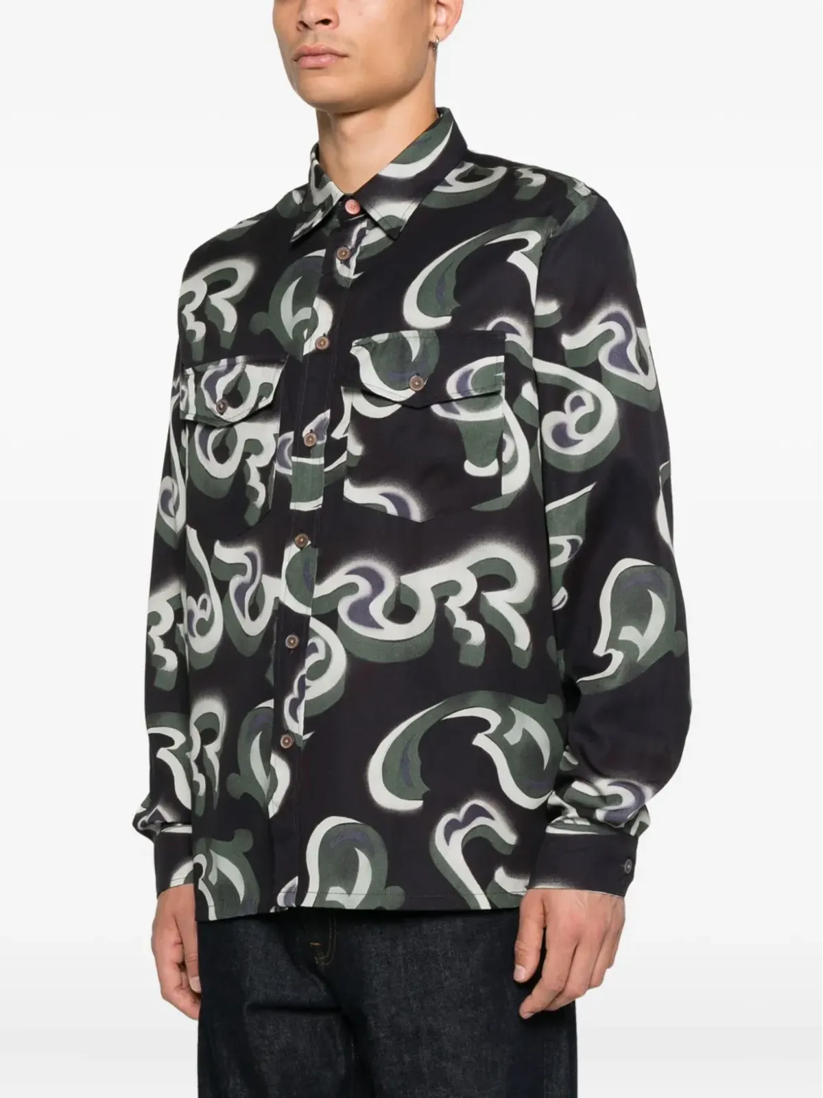 PS Paul Smith アブストラクトプリント長袖シャツ - 画像3