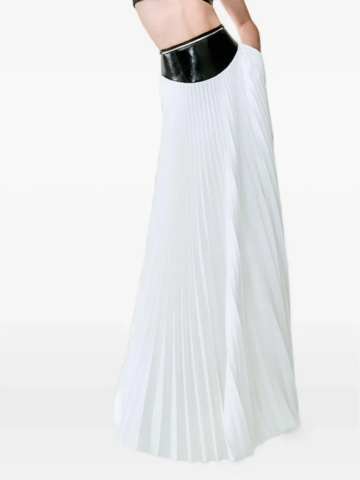 Brandon Maxwell ローリエル レザーウエスト プリーツスカート - 画像2