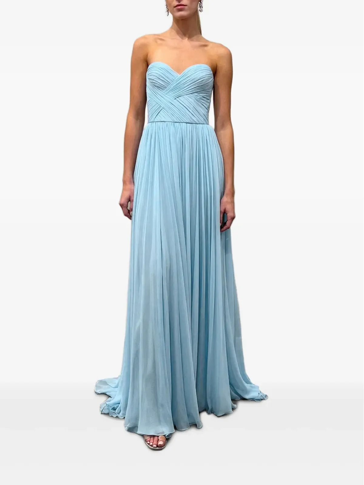 Monique Lhuillier ドレープストラップレスガウン - 画像2
