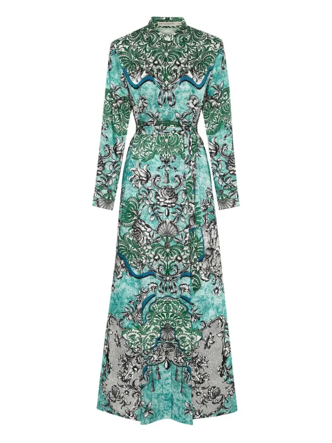 Mary Katrantzou Mary Katrantzou トリノ レース柄ベルト付きマキシドレス - ブルーの商品画像