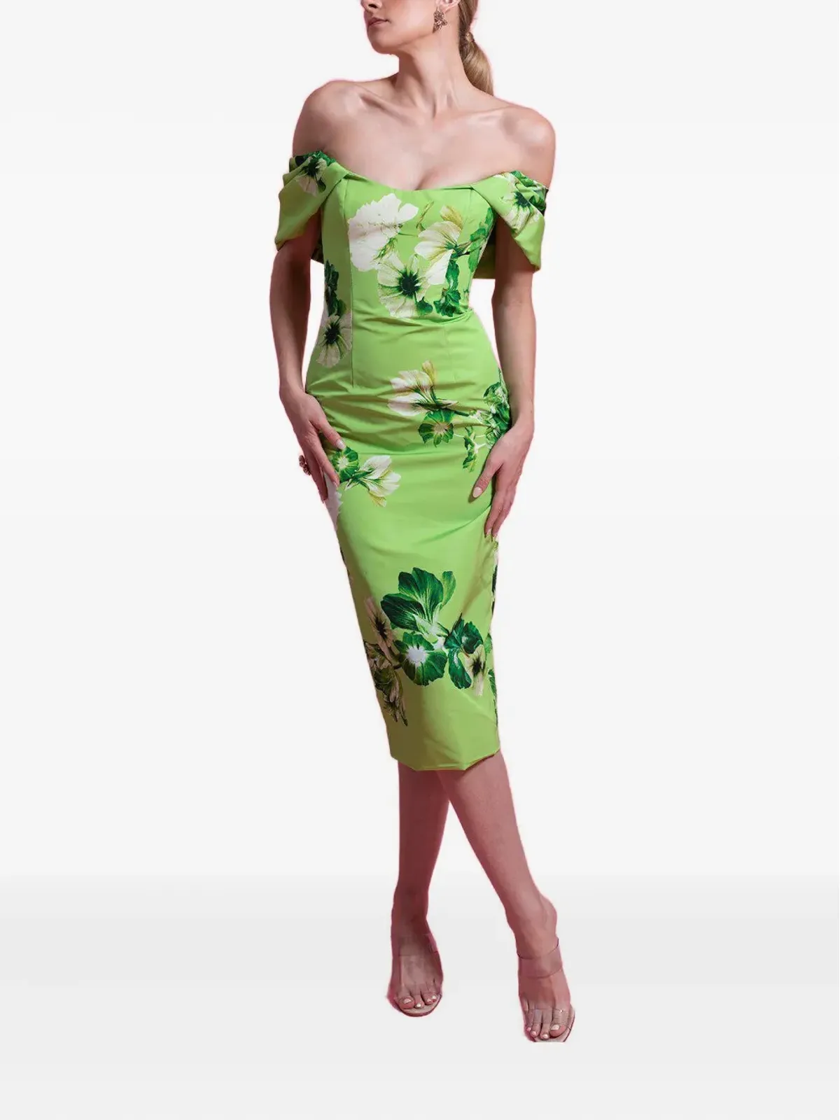 Monique Lhuillier 花柄プリント ミディドレス - 画像2
