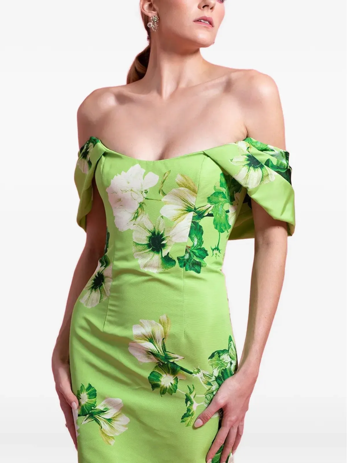 Monique Lhuillier 花柄プリント ミディドレス - 画像3
