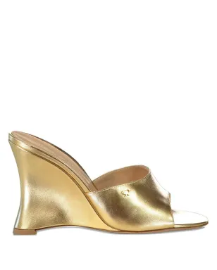 Gianvito Rossi メタリックレザー ウェッジサンダル - ゴールド - サムネイル1
