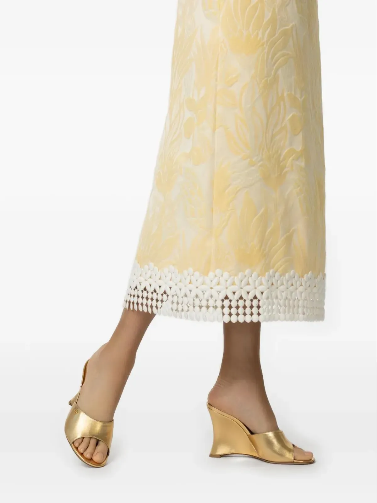 Gianvito Rossi メタリックレザー ウェッジサンダル - ゴールド - 画像4