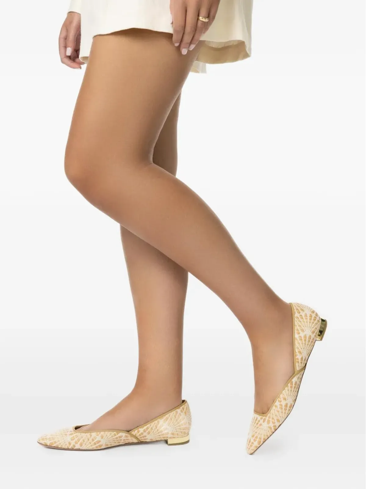 Aquazzura Maia raffia flat pumps - Neutrals - 画像4