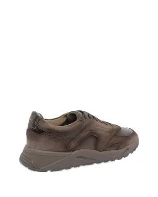 Santoni イノヴァ レザー スエード スニーカー ブラウン - サムネイル4