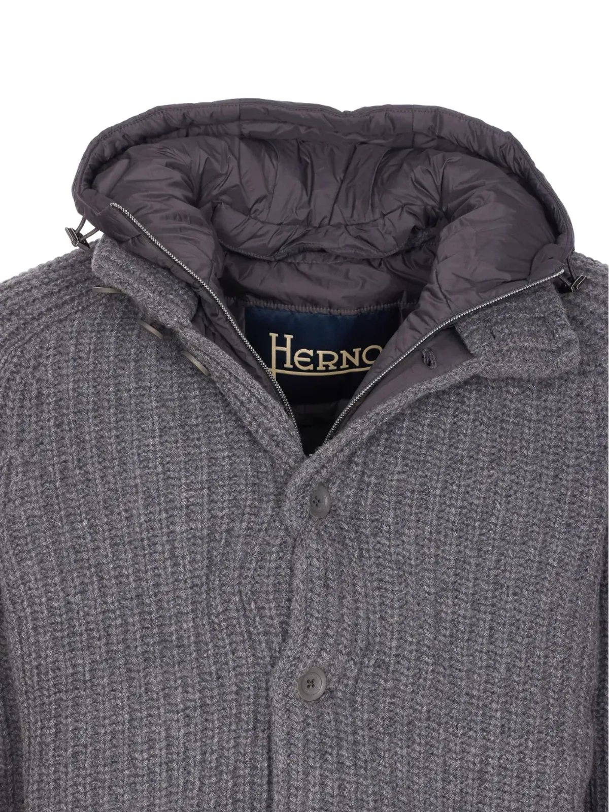 Herno フード付きニット中綿ジャケット - 画像4