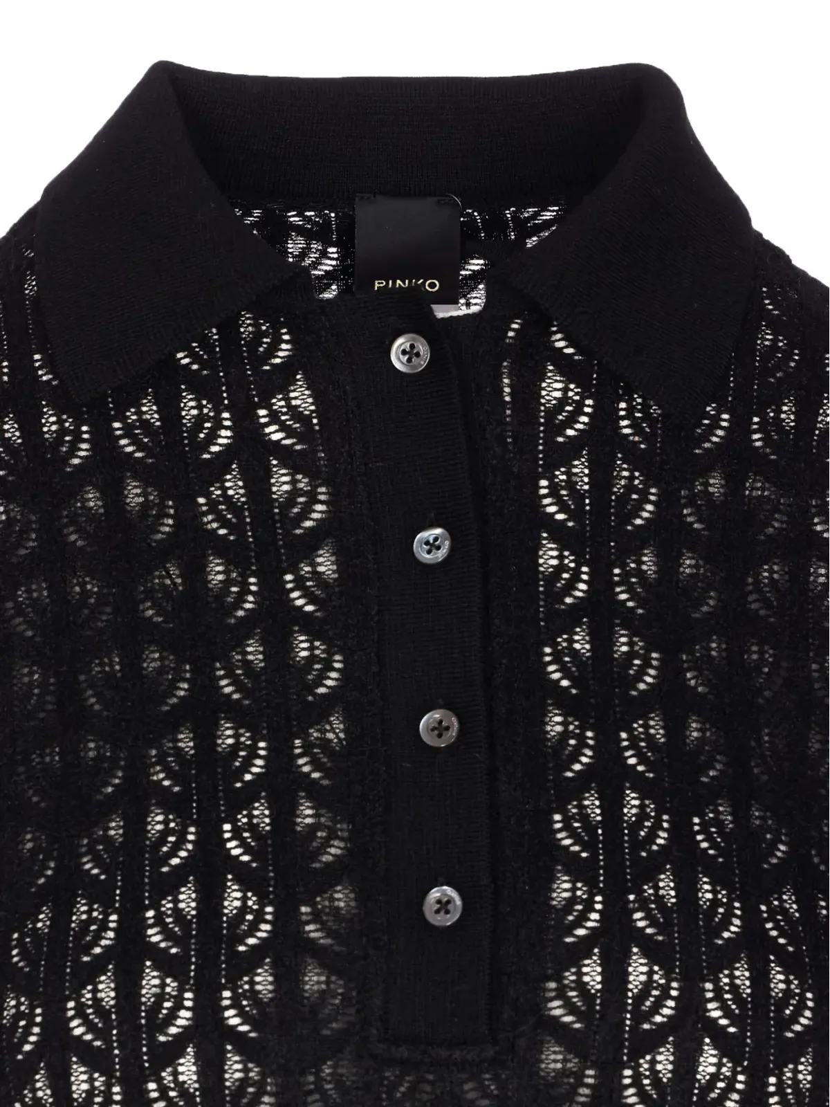 PINKO レースパネルポロネックトップ - ブラック - 画像4