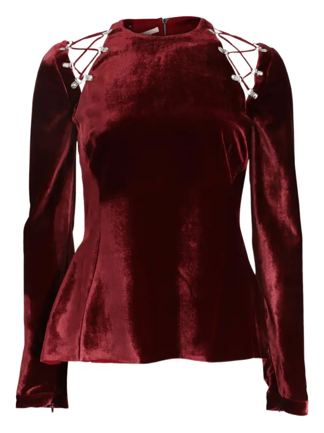 Antonio Berardi Antonio Berardi レースアップベルベットブラウスの商品画像