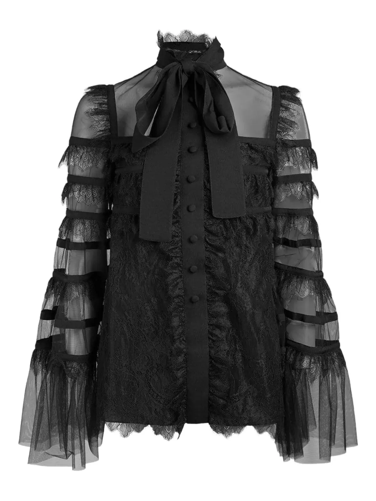 Elie Saab レーストリム付きチュールブラウス - 画像1