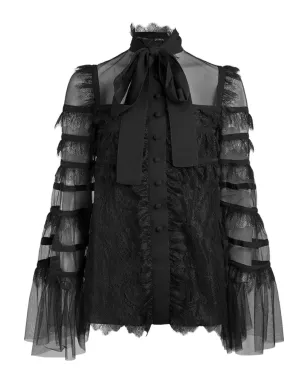 Elie Saab レーストリム付きチュールブラウス - サムネイル1