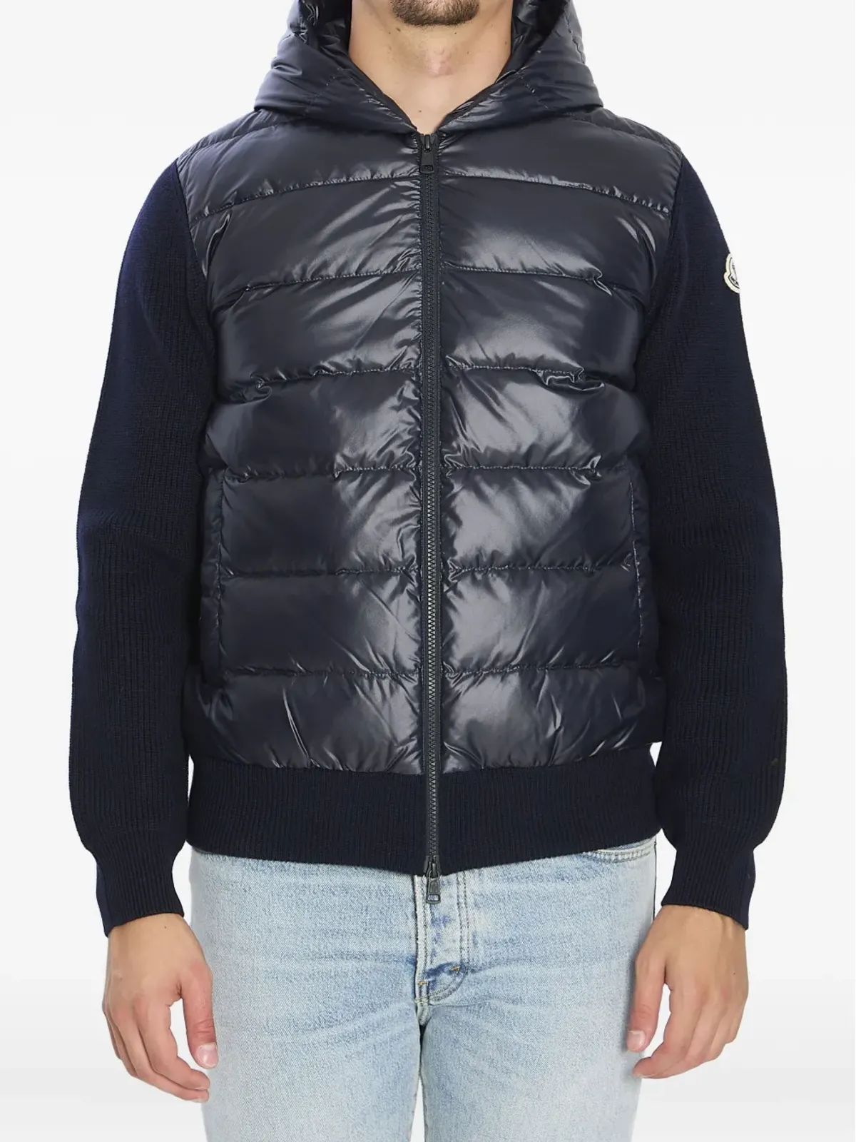 Moncler ロゴパッチ付きダウンジャケット - ブルー - 画像1